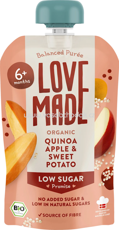 LoveMade Organics Quetschie Apfel, Süßkartoffel und Quinoa, ab 6 Monaten, 100 g