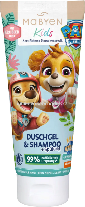 Mabyen Kinder Duschgel, Shampoo & Spülung 3-in-1 Erdbeere Paw Patrol, 180 ml Mabyen Kinder Duschgel, Shampoo & Spülung 3-in-1 Erdbeere Paw Patrol, 180 ml