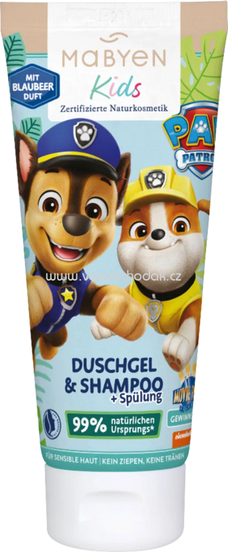 Mabyen Kinder Duschgel, Shampoo & Spülung Blaubeere Paw Patrol, 180 ml Mabyen Kinder Duschgel, Shampoo & Spülung Blaubeere Paw Patrol, 180 ml