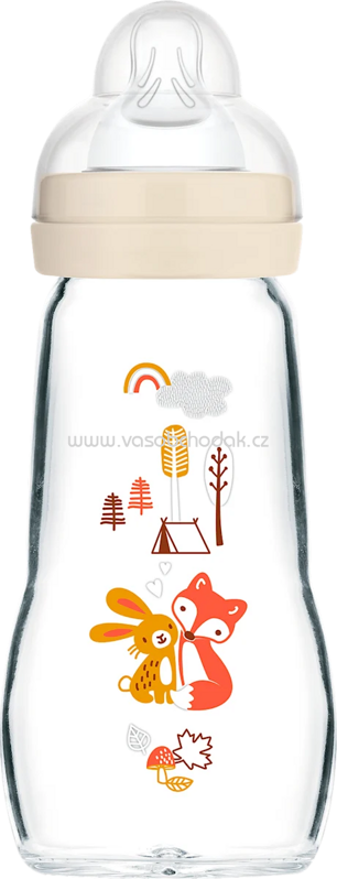 mam Babyflasche aus Glas Feel Good matt, creme, von Geburt an, 260 ml, 1 St