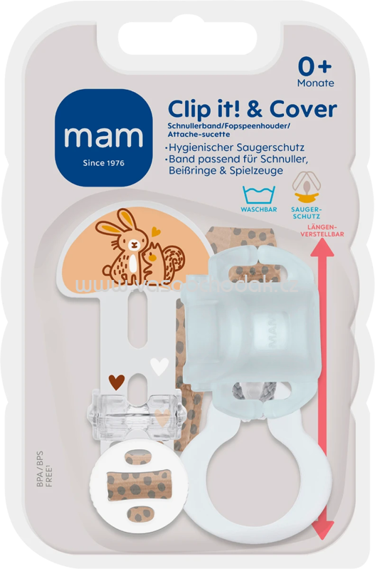 mam Schnullerband Clip it! & Cover, beige, 1 St mam Schnullerband Clip it! & Cover, beige, 1 St