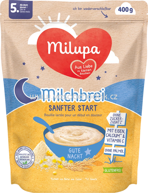 Milupa Milchbrei Sanfter Start, ab dem 5. Monat, 400g Milupa Milchbrei Sanfter Start, ab dem 5. Monat, 400g