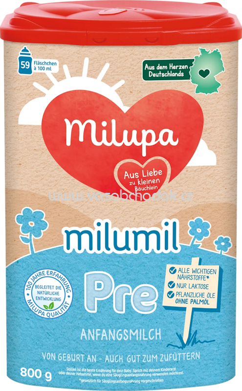 Milupa Anfangsmilch Pre Milumil, von Geburt an, 800g Milupa Anfangsmilch Pre Milumil, von Geburt an, 800g