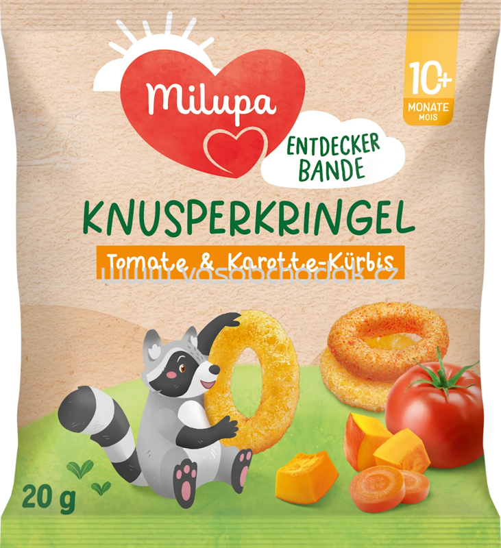 Milupa Babysnack Knusperkringel Tomate & Karotte-Kürbis, ab 10+ Monaten, 20g