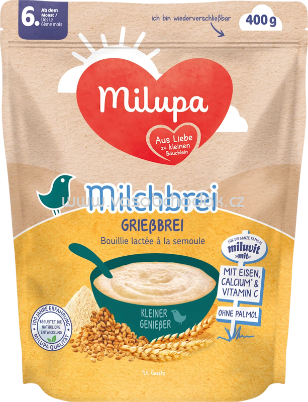 Milupa Milchbrei Grießbrei, ab dem 6. Monat, 400g Milupa Milchbrei Grießbrei, ab dem 6. Monat, 400g
