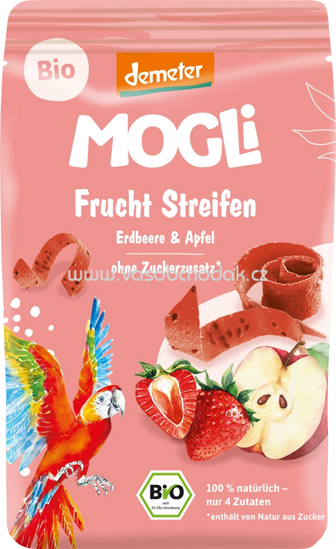 MOGLi Frucht Streifen Erdbeere & Apfel, ab 3 Jahren, 25g MOGLi Frucht Streifen Erdbeere & Apfel, ab 3 Jahren, 25g