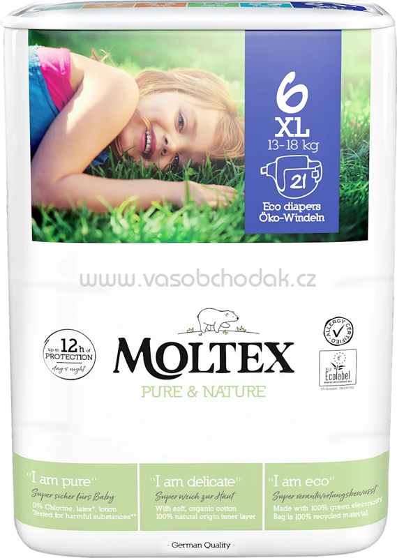 Moltex Windeln Pure & Nature Gr. 6 XL, 13-18 kg, 21 St Moltex Windeln Pure & Nature Gr. 6 XL, 13-18 kg, 21 St