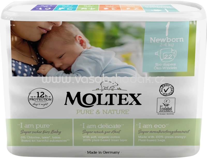 Moltex Windeln Pure & Nature Gr. 1, Newborn, 2-4 kg, 22 St