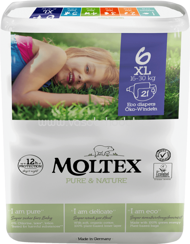 Moltex Windeln Pure & Nature Gr. 6 XL, 16-30 kg, 21 St
