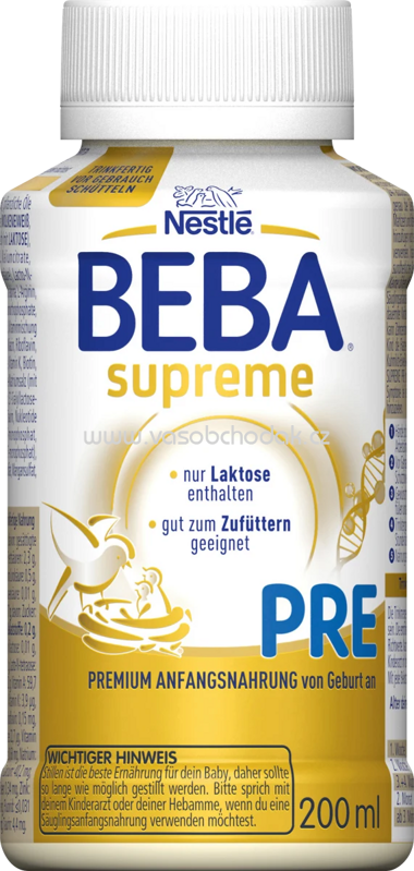 Nestlé BEBA Anfangsmilch Supreme PRE, trinkfertig, von Geburt an, 200 ml