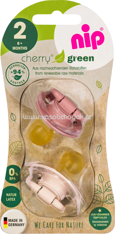 Nip Schnuller Cherry green Latex Mädchen Größe 2, ab 6 Monate, 2 St Nip Schnuller Cherry green Latex Mädchen Größe 2, ab 6 Monate, 2 St