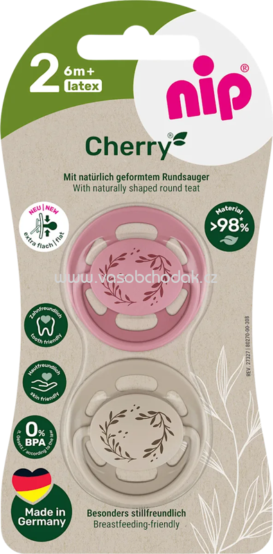 Nip Schnuller Cherry rot/braun, Gr.2, ab 6 Monaten, 2 St Nip Schnuller Cherry rot/braun, Gr.2, ab 6 Monaten, 2 St