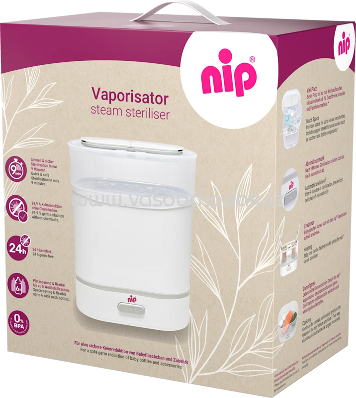 Nip Vaporisator 3in1 mit Dampfgarfunktion und Flaschenwärmer, 1 St Nip Vaporisator 3in1 mit Dampfgarfunktion und Flaschenwärmer, 1 St