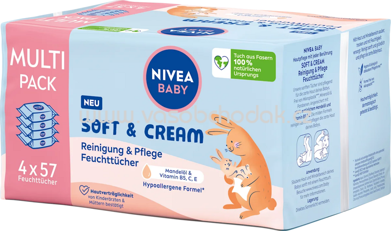 NIVEA BABY Feuchttücher Soft & Cream (4x57 St), 228 St NIVEA BABY Feuchttücher Soft & Cream (4x57 St), 228 St