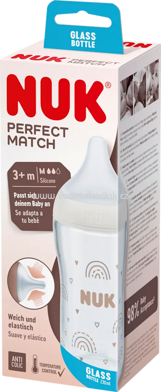 NUK Babyflasche aus Glas Perfect Match, weiß, ab 3. Monat, 230 ml, 1 St NUK Babyflasche aus Glas Perfect Match, weiß, ab 3. Monat, 230 ml, 1 St