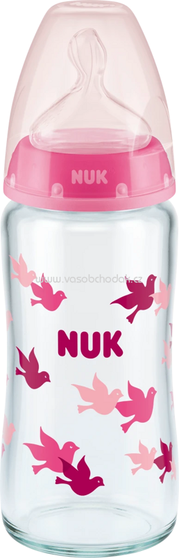 Nuk Babyflasche aus Glas First Choice+ Temp. Control, pink, Gr. 1, 0-6 Monate, 240 ml, 1 St