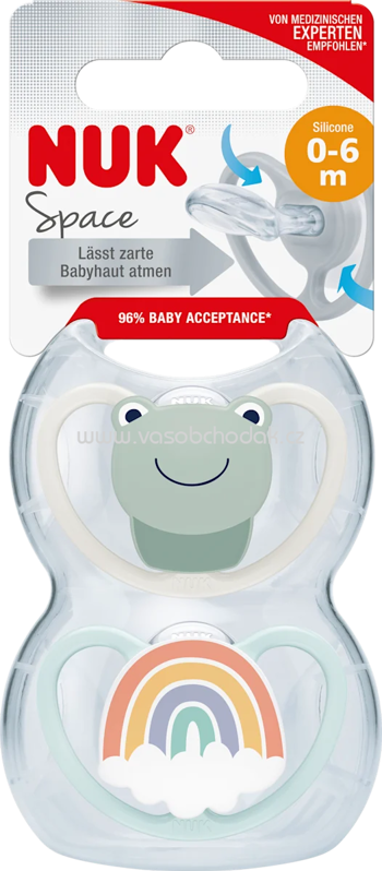 NUK Schnuller Space Silikon, beige/blau, 0-6 Monate, 2 St NUK Schnuller Space Silikon, beige/blau, 0-6 Monate, 2 St