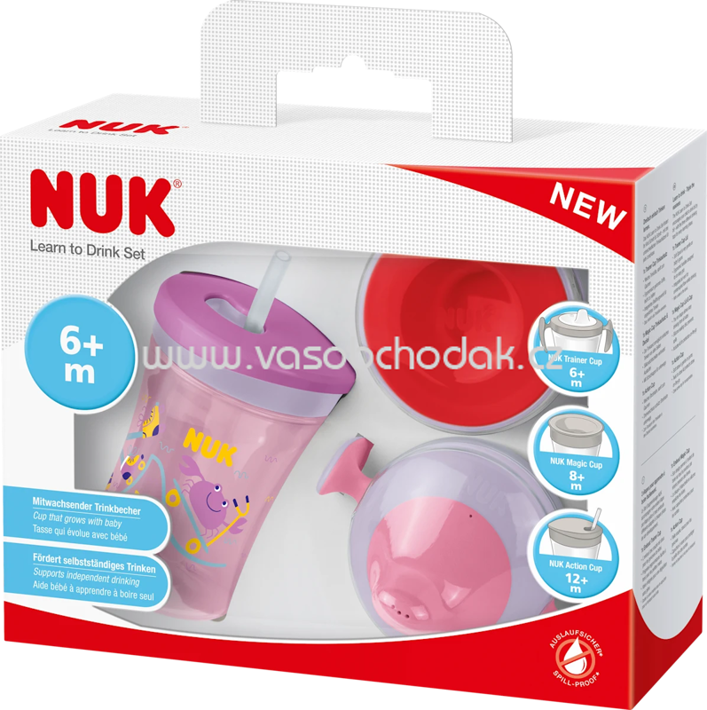 NUK Trinklernset Evolution, rot/lila, ab 6 Monate, 3 St NUK Trinklernset Evolution, rot/lila, ab 6 Monate, 3 St