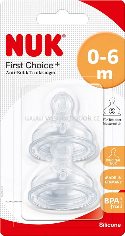 NUK Trinksauger First Choice+ Silikon, 0-6 Monate, Gr. S (Tee), 2 St NUK Trinksauger First Choice+ Silikon, 0-6 Monate, Gr. S (Tee), 2 St