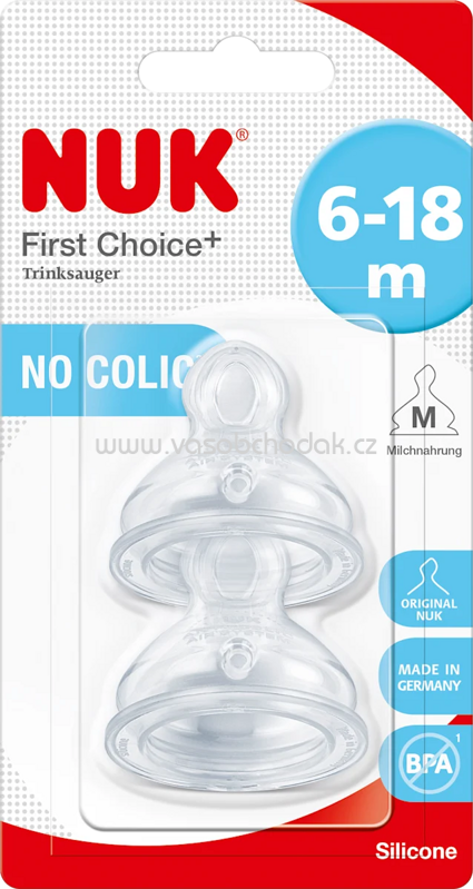 NUK Trinksauger First Choice+ Silikon, Gr. M (Milch), 6-18 Monate, 2 St NUK Trinksauger First Choice+ Silikon, Gr. M (Milch), 6-18 Monate, 2 St