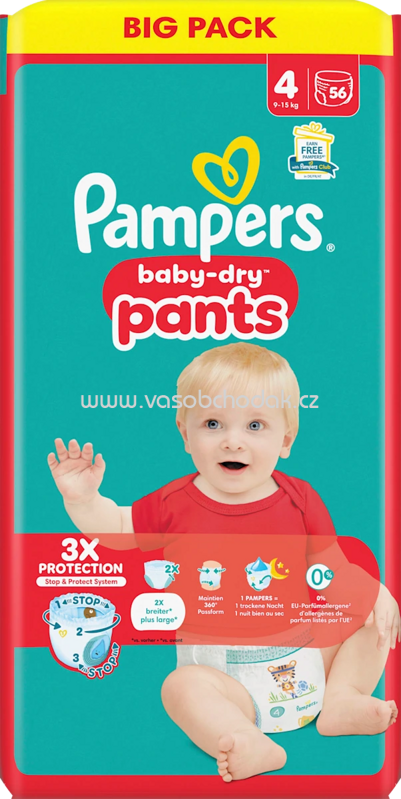 Pampers Baby Pants Baby Dry Gr.4 Maxi, 9-15 kg, Big Pack, 56 St Pampers Baby Pants Baby Dry Gr.4 Maxi, 9-15 kg, Big Pack, 56 St