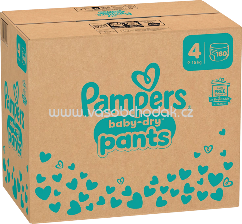 Pampers Baby Pants Baby Dry Gr.4 Maxi, 9-15 kg, Monatsbox, 180 St Pampers Baby Pants Baby Dry Gr.4 Maxi, 9-15 kg, Monatsbox, 180 St