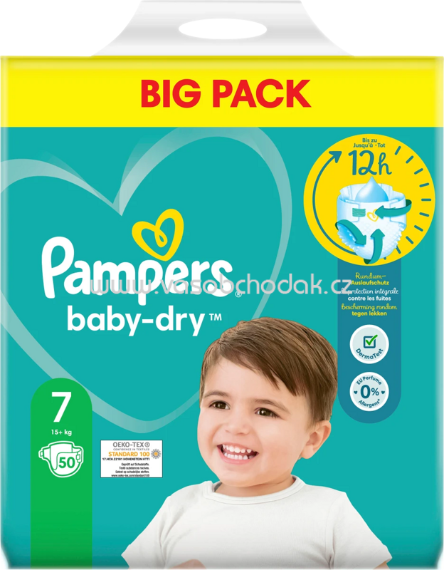 Pampers Windeln Baby Dry Gr. 7 Extra Large, 15+ kg, Big Pack, 50 St