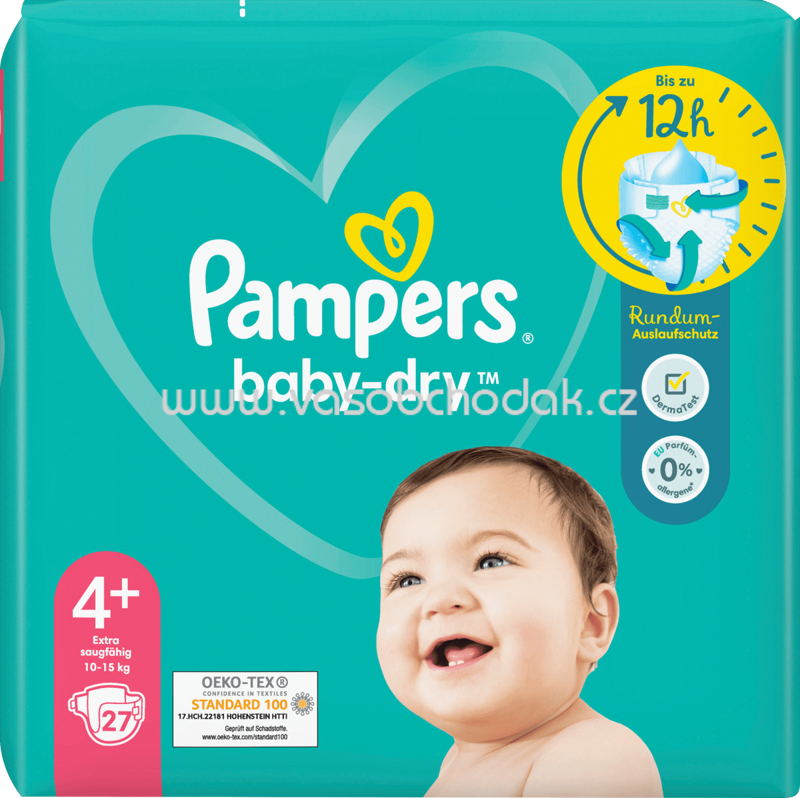 Pampers Windeln Baby Dry Gr.4+ Maxi Plus, 10-15 kg, 27 St