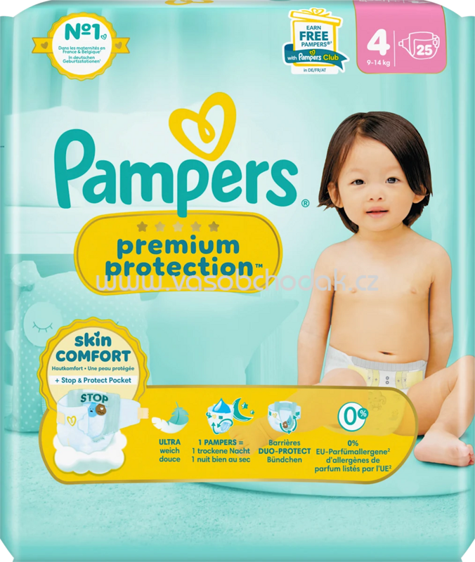 Pampers Windeln Premium Protection Gr.4 Maxi, 9-14 kg, 25 St Pampers Windeln Premium Protection Gr.4 Maxi, 9-14 kg, 25 St