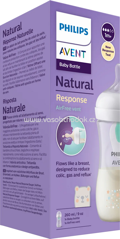 PHILIPS AVENT Babyflasche Natural Response AirFreeVentil weiß/Bär, von Geburt an, 260ml, 1 St