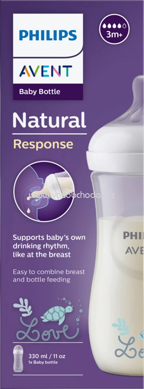 PHILIPS AVENT Babyflasche Natural Response weiß, ab dem 3. Monat, 330ml, 1 S