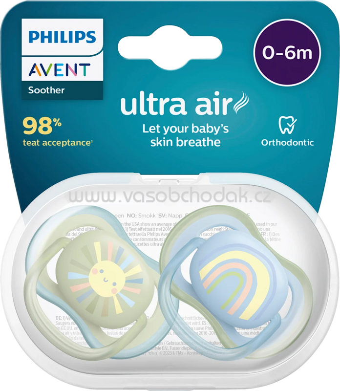 PHILIPS AVENT Schnuller ultra air Silikon, blau/grün, 0-6 Monate, 2 St