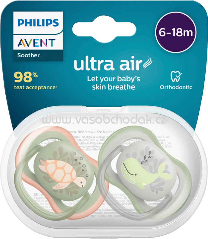 PHILIPS AVENT Schnuller ultra air Silikon, grün/grau, 6-18 Monate, 2 St