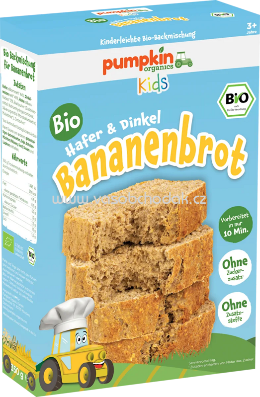 Pumpkin Organics Backmischung Bananenbrot Hafer & Dinkel, ab 3 Jahren, 350 g Pumpkin Organics Backmischung Bananenbrot Hafer & Dinkel, ab 3 Jahren, 350 g