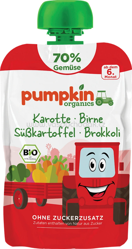 Pumpkin Organics Quetschie Karotte, Birne, Süßkartoffel & Brokkoli ab 6 Monaten, 100 g Pumpkin Organics Quetschie Karotte, Birne, Süßkartoffel & Brokkoli ab 6 Monaten, 100 g