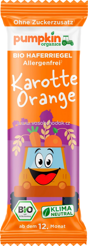 Pumpkin Organics Fruchtriegel mit Hafer, Karotte & Orange, ab 1 Jahr, 20g Pumpkin Organics Fruchtriegel mit Hafer, Karotte & Orange, ab 1 Jahr, 20g