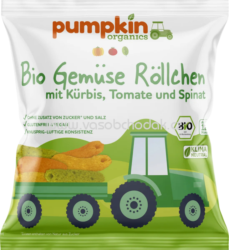 Pumpkin Organics Bio Gemüse Röllchen mit Kürbis, Tomate und Spinat, ab 1 Jahr, 20g Pumpkin Organics Bio Gemüse Röllchen mit Kürbis, Tomate und Spinat, ab 1 Jahr, 20g