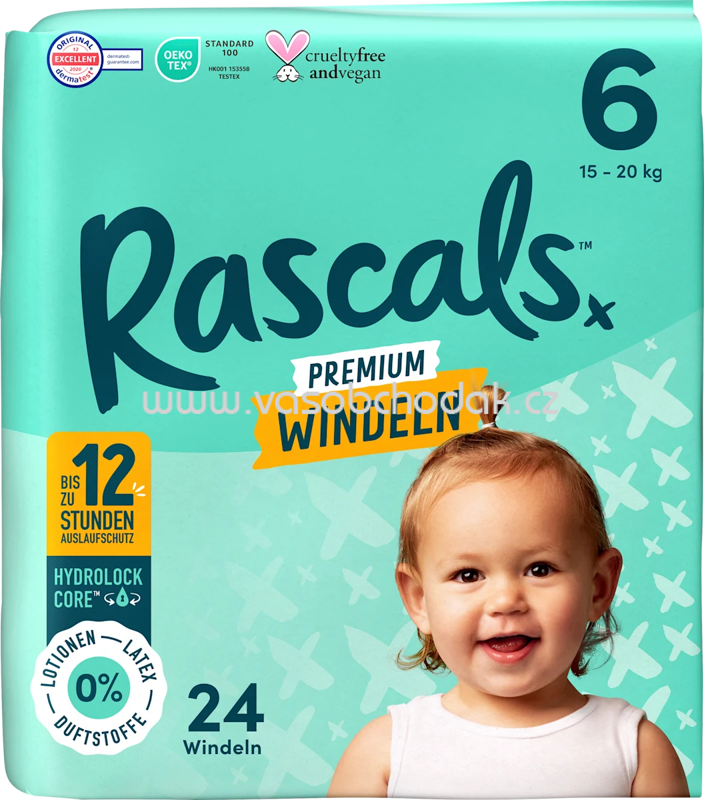 Rascals Windeln Premium Gr. 6, 16+ kg, 24 St