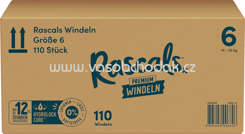 Rascals Windeln Premium Gr. 6 15-20 kg, Monatsbox, 110 St