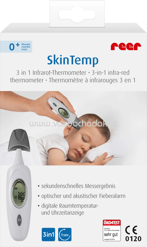 Reer Fieberthermometer Infrarot Skin Temp 3 in 1 für Ohr und Schläfe, 1 St Reer Fieberthermometer Infrarot Skin Temp 3 in 1 für Ohr und Schläfe, 1 St
