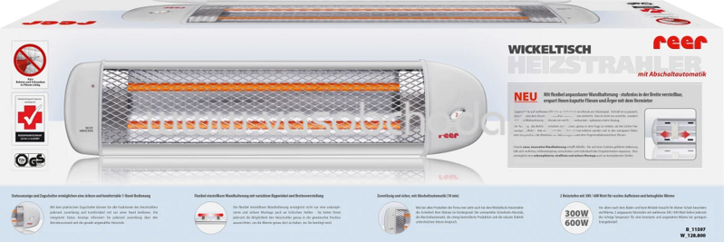 Reer Wickeltisch-Heizstrahler 300/600W mit Abschaltautomatik, 1 St Reer Wickeltisch-Heizstrahler 300/600W mit Abschaltautomatik, 1 St