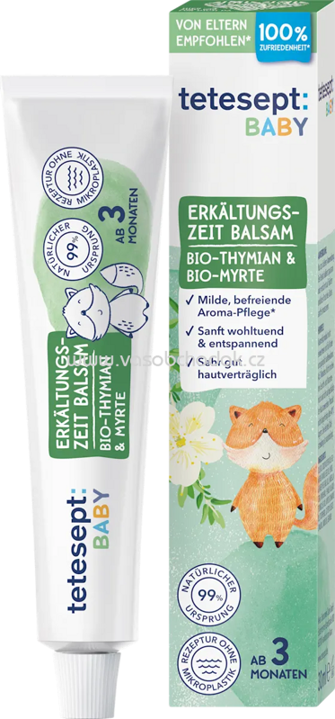 tetesept Baby Erkältungszeit Balsam mit Thymian & Myrte, 30 ml tetesept Baby Erkältungszeit Balsam mit Thymian & Myrte, 30 ml