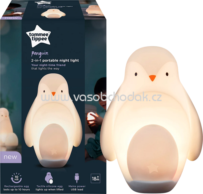 Tommee Tippee Nachtlicht Pinguin, tragbar, 2-in-1, 1 St