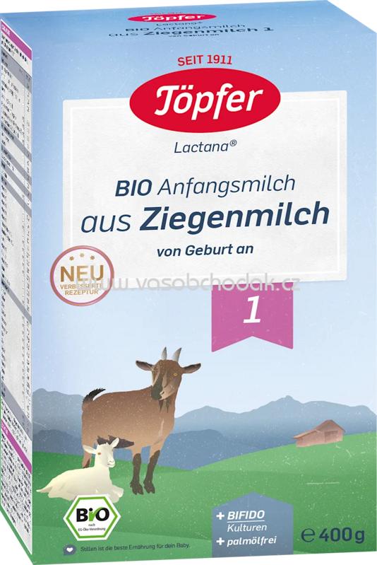 Töpfer Anfangsmilch 1 aus Ziegenmilch, von Geburt an, 400 g Töpfer Anfangsmilch 1 aus Ziegenmilch, von Geburt an, 400 g