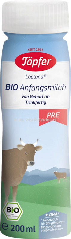 Töpfer Anfangsmilch Pre trinkfertig von Geburt an, 200 ml Töpfer Anfangsmilch Pre trinkfertig von Geburt an, 200 ml