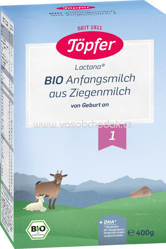 Töpfer Lactana Bio Anfangsmilch aus Ziegenmilch 1, von Geburt an, 400g