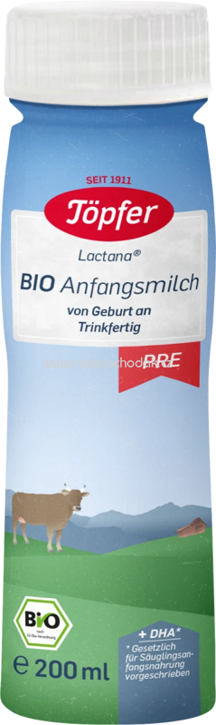 Töpfer Anfangsmilch Pre, trinkfertig, von Geburt an, 200 ml Töpfer Anfangsmilch Pre, trinkfertig, von Geburt an, 200 ml