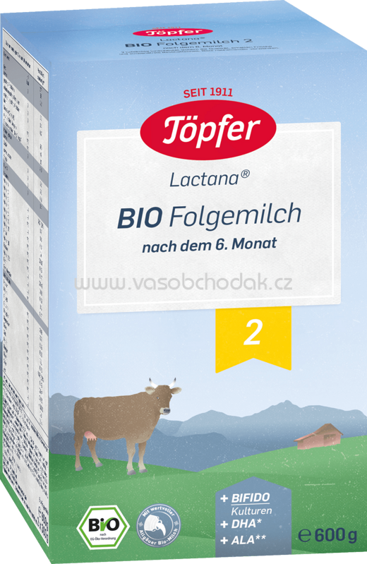 Töpfer Lactana Bio Folgemilch 2, nach 6. Monat, 600g