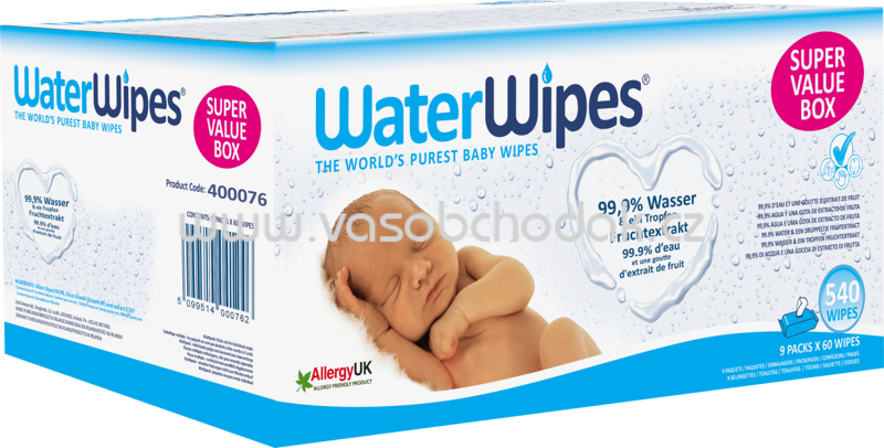 WaterWipes Feuchttücher, 9x60 St, 540 St WaterWipes Feuchttücher, 9x60 St, 540 St
