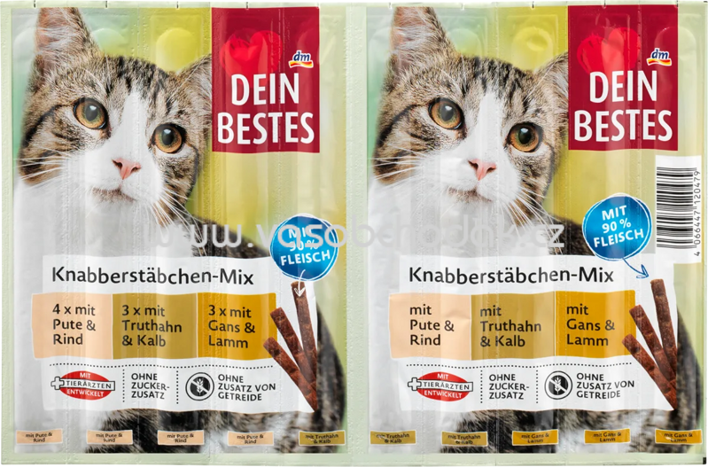 Dein Bestes Knabberstäbchen Mix mit Pute & Rind, Truthahn & Kalb, Gans & Lamm, 10 St